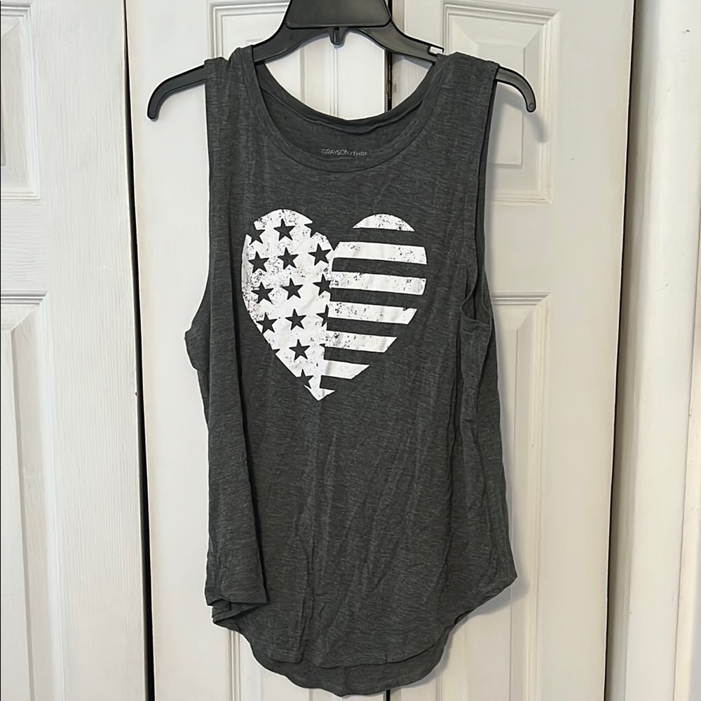Gray Sleeveless Top with Heart Design